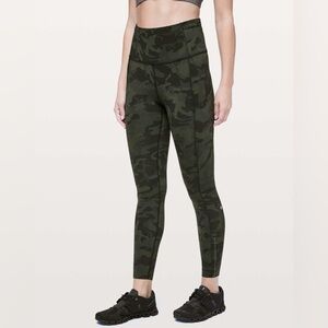 NEW Lululemon Fast Free 7/8 Tight II *Nulux incognito camo multi gator green 2